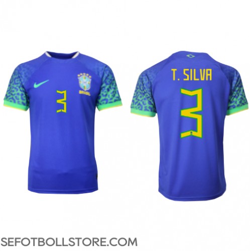 Brasilien Thiago Silva #3 Replika Bortatröja VM 2022 Kortärmad